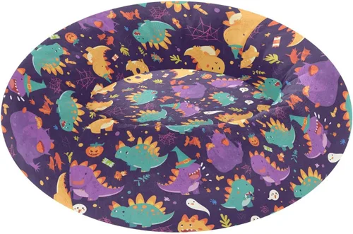 Pet Dog Bed Calming Anti Anxiety Fluffy Cat Cave Bed for Extra Small Size Pets Sleeping XS Cute Dinosaur Cartoon Halloween Witch Spiders Web