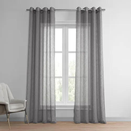 Vista 11 de HPD Half Price Drapes SHCH-SS07161-84-GR - Cortinas traslúcidas con ojales para sala de estar, textura de lino sólido, 50 x 84 (1 panel)