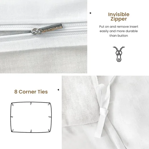 Vista 3 de Style Quarters Dahlia Lane - Juego de funda de edredón de 3 piezas, tallos florales multicolor con siluetas de hojas blancas, 100% algodón, lavable