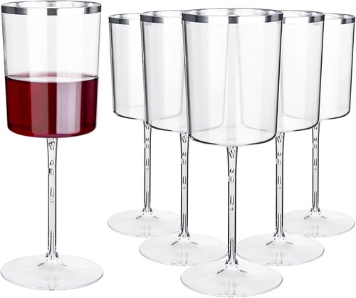 Vista 14 de Ciaell Paquete de 24 copas de champán de plástico – Copas de champán desechables transparentes de 6 onzas – Vasos cuadrados de plástico