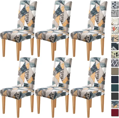 Vista 54 de Dioxide Fundas de Silla de Alto Estirar para Sillas de Comedor, Juego de Fundas de Silla de Comedor Lavables de 4, Fundas de Asiento de Silla