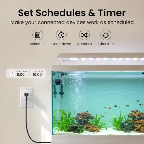 Vista 4 de [Versión mejorada] GHome Smart Mini Plug compatible con Alexa y Google Home, control remoto de toma de corriente WiFi, función de temporizador, solo