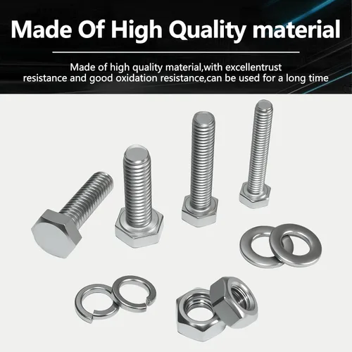 Vista 4 de Kit de 510 tornillos de cabeza hexagonal, arandelas de tornillos y arandelas, M4M5M6 304 de acero inoxidable 304 y arandela de resorte, kit surtido