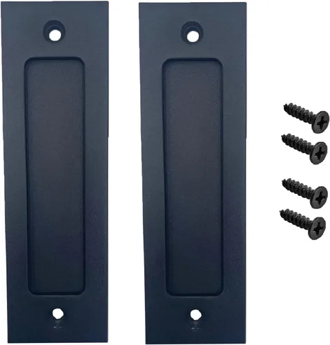 Vista 8 de Running Black - Juego de tiradores de dedo para puerta corrediza de granero de 6 pulgadas Mango invisible moderno y simple con parte inferior