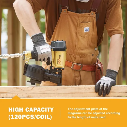 Vista 5 de Kingou NVH45 - Pistola de clavadora para techos para construcciones de techos acepta clavos de 7/8 pulgadas a 1-3/4 pulgadas de 15 grados
