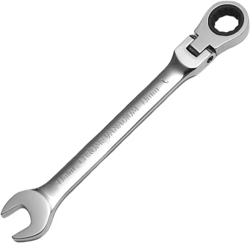 Vista 13 de WISEUP - Llave de trinquete CR-V forjada, llave de trinquete de cabeza flexible de 10 mm, llave de diseño industrial de doble uso, herramientas