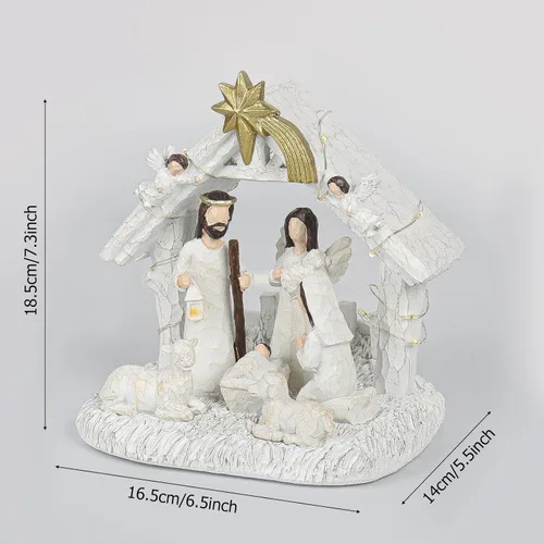Vista 7 de Conjunto de Natividad para Interior – Escena de Nacimiento con Pesebre, Conjuntos y Figuras de Nacimiento de Navidad con Luces LED, Decoraciones
