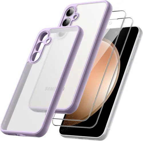 Vista 9 de JETech Funda mate 3 en 1 para Samsung Galaxy S23 FE de 6.4 pulgadas con 2 protectores de pantalla de vidrio templado, translúcida esmerilada a Negro