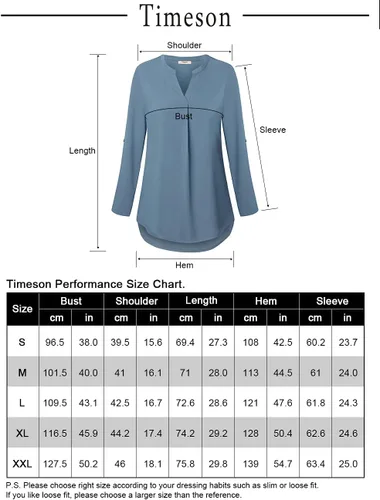 Vista 6 de Timeson - Blusa informal de chifón para mujer, blusa con cuello en V y manga 34