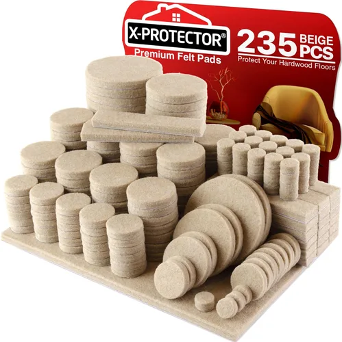 Vista 9 de ¡235 almohadillas de fieltro para muebles marrones y negras X-Protector! Gran cantidad de almohadillas para muebles para pisos de madera dura – ¡Tus