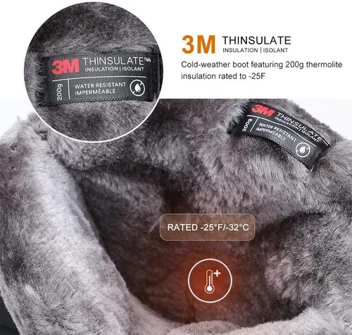 Vista 2 de ALEADER Botas de nieve para hombre, impermeables, aisladas, cálidas interiores, cómodas, para exteriores