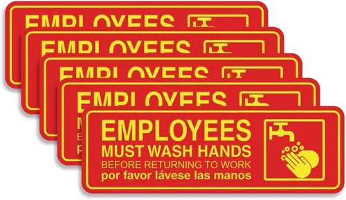 Vista 43 de Standard Employees Must Wash Hands - Letrero para puerta/pared, color negro, pequeño