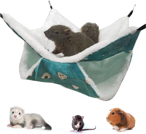Vista 8 de LEFTSTARER Hamaca colgante para animales pequeños para mascotas, hurón, litera, jaula de juguete para hámster, rata, planeador de azúcar, loro