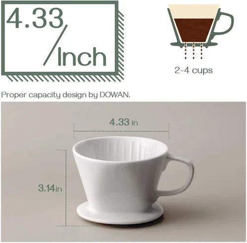 Vista 3 de DOWAN Gotero de café para verter sobre café, cafetera no eléctrica, accesorios de preparación lenta de porcelana para el hogar, cafetería