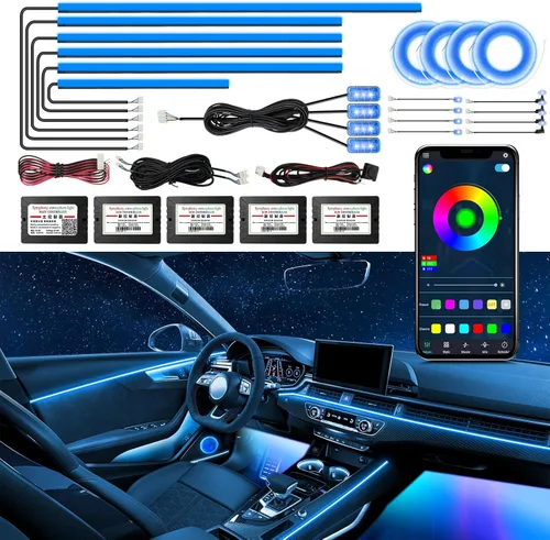 Vista 11 de WEBUPAR Luces de acrílico para interiores de automóvil, accesorios de automóvil, tira de luces LED 10 en 1 con control de aplicación, 175 pulgadas