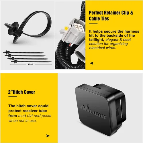Vista 7 de Nilight JK-61A - Kit receptor de enganche de remolque de parachoques trasero, 2 pulgadas, compatible para Jeep Wrangler JK 2007-2018 4 puertas y 2