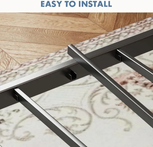 Vista 4 de OLIXIS Base de cama de tamaño matrimonial con cabecero, base de colchón de 800 libras con soporte de metal resistente, almacenamiento debajo