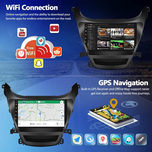 Vista 6 de CAMECHO 2G+32G Android 11 Car Stereo para Hyundai Elantra 2014 2015 2016 inalámbrico Apple CarPlay Android Auto GPS Navegación 9 "HD pantalla táctil