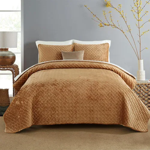 Vista 21 de Liians Juego de colcha de terciopelo, juego de ropa de cama con colcha, cobijas de terciopelo ultra suaves y elegantes de lujo, colcha de algodón