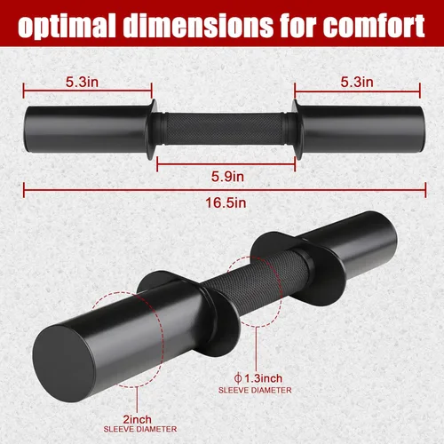 Vista 2 de Par de mancuernas olímpicas de 16" con asas para discos de 2 pulgadas, barras de mancuernas cargables con empuñaduras de goma estriada