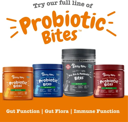 Vista 8 de Zesty Paws Probióticos para perros, enzimas digestivas flora intestinal, salud digestiva, diarrea y apoyo intestinal, DE111, probióticos para perros