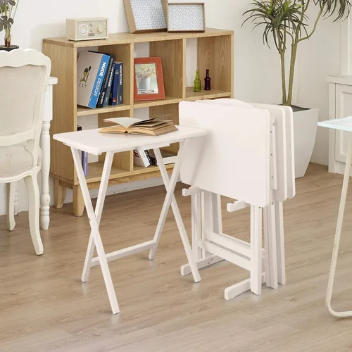 Vista 3 de Casual Home Juego de mesa de bandejas 660-40, natural, 14.75 x 19 x 25.5 pulgadas, 5 piezas