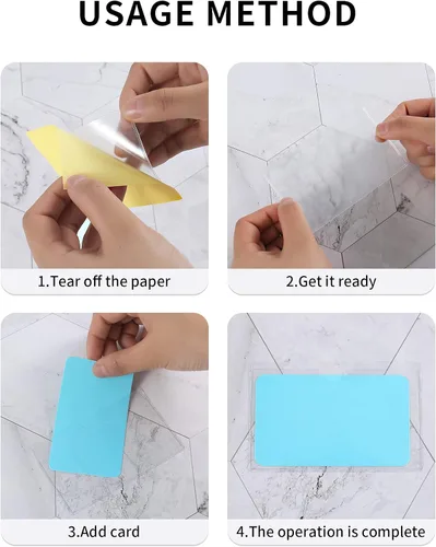 Vista 3 de Prriudy Paquete de 40 bolsillos autoadhesivos para tarjetas de índice, de plástico transparente abierto, para organizar y proteger tarjetas