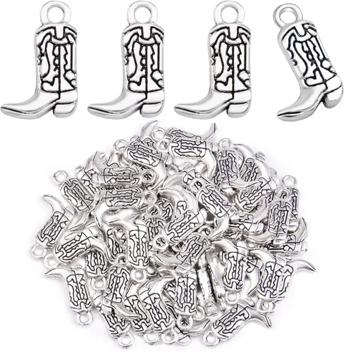Vista 8 de BronaGrand 50 dijes para botas de vaquero, colgantes de aleación occidental para bricolaje, collares, pulseras, joyas, hallazgos Dorado