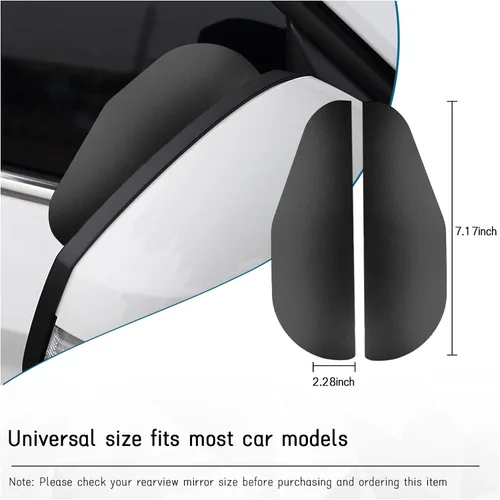 Vista 2 de Dickno 2 piezas Protector de espejo retrovisor para lluvia, espejo lateral de fibra de carbono, protector de ceja contra la lluvia, espejo