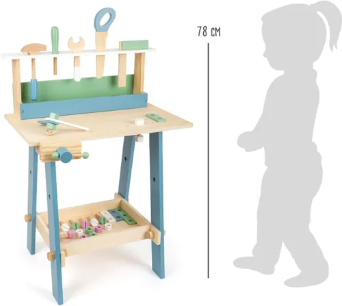 Vista 3 de Small Foot Juguetes de madera - Banco de trabajo nórdico premium, multicolor