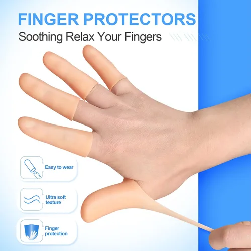 Vista 4 de 20 unidades de protectores de dedo de gel, protección de puntas de dedo de silicona, vendajes de punta de dedo suaves y de alta elasticidad