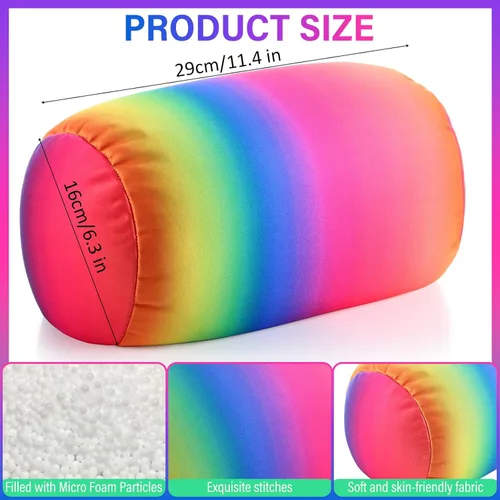 Vista 2 de Barydat 2 almohadas de microcuentas de microcuentas para el cuello de 11.4 x 6.3 pulgadas, soporte corporal, almohada cilíndrica de microcuentas