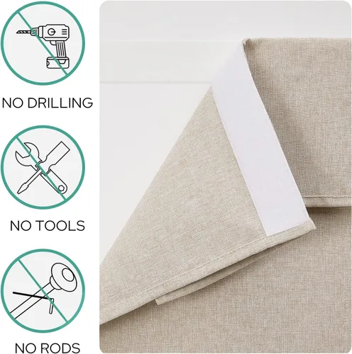 Vista 3 de HOMEIDEAS Cortinas opacas de lino con luz lateral para puerta delantera, cortinas de ventana de puerta lateral, ventana pequeña, decoración moderna