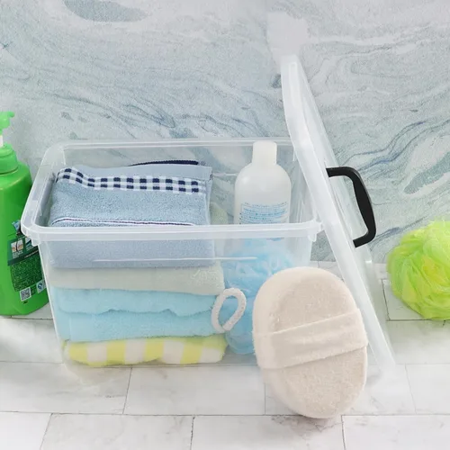 Vista 6 de Ggbin Caja de almacenamiento de plástico con pestillo de 12 cuartos de galón, contenedor de almacenamiento con tapa transparente