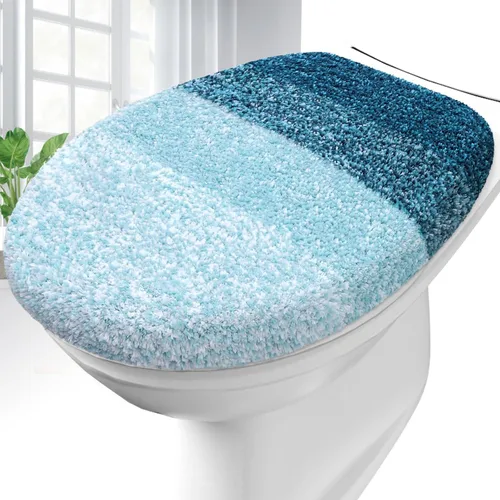 Vista 17 de OLANLY Funda para tapa de inodoro de baño de microfibra suave, cubiertas lavables a máquina, 17.5x15 pulgadas, con respaldo de goma que se mantiene