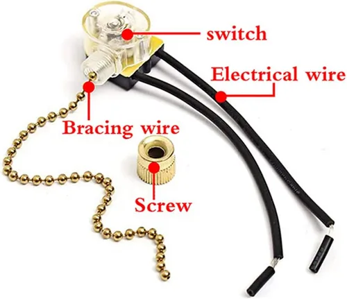 Vista 3 de Interruptor de luz para ventilador de techo Zing Ear ZE-109, control de dos cables encendido-apagado compatible con lámparas de techo Hunter y luces