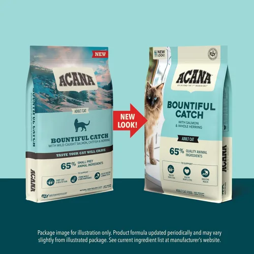 Vista 8 de ACANA Comida seca para gatos Bountiful Catch Salmón, Bagón de Bacalao y Arenque, bolsa de 4 libras