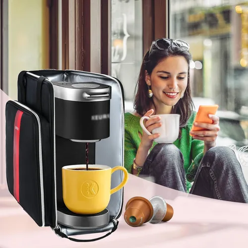 Vista 7 de LEFOR·Z Bolsa de viaje para cafetera, compatible con Keurig K-Mini, funda de transporte para cafetera de una sola porción compatible con K-Mini Plus