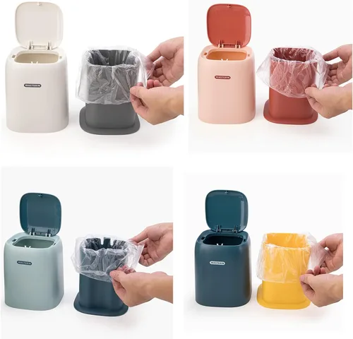 Vista 2 de Mini bolsas de basura para mini basura, bolsas de basura pequeñas de 0.5 galones / 2 litros, 270 unidades / 9 rollos, color blanco