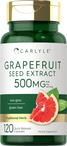 Carlyle Extracto de semilla de pomelo | 120 cápsulas | Máxima fuerza | Sin OMG, sin gluten