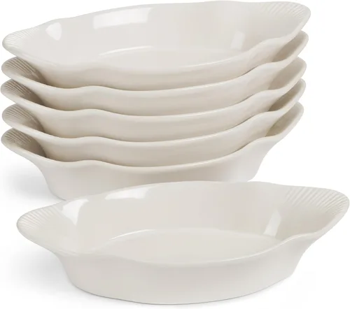 Kook - Juego de 6 platos para hornear gratinados, para plátano, aptos para horno y microondas, aptos para lavavajillas, platos de cerámica, lasaña y