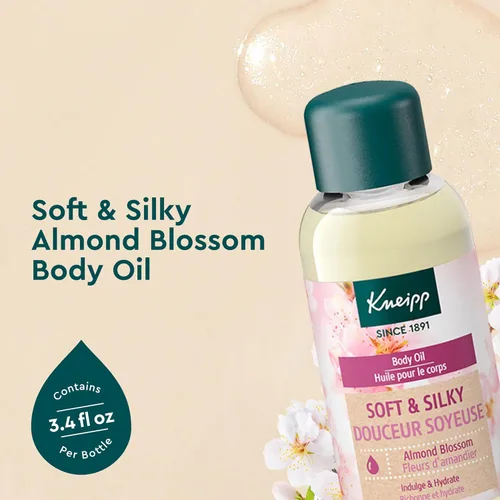 Vista 3 de Kneipp Aceite corporal, flor de almendra suave para la piel, 3.38 fl. oz.