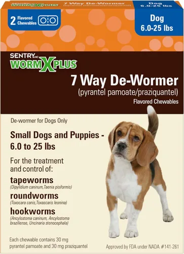 Vista 10 de WORM X PLUS 7 Way De-Wormer Masticables para perros – Tabletas para perros pequeños y cachorros (6-25 libras) (pamoato pirantel/praziquantel), 6