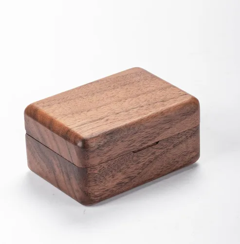 Vista 7 de muso wood Caja de anillo hecha a mano, pequeña caja rectangular para propuestas, caja de anillos de nogal para bodas, mini caja de anillo