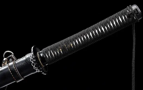 Vista 5 de Hecho a mano 40 ''negro Katana 1095 acero cuero Saya japonés samurai espada