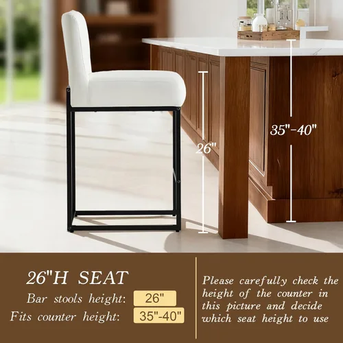 Vista 8 de Taburetes de bar de altura de mostrador, juego de taburetes de bar de piel sintética de 3,26 pulgadas, taburetes de cocina modernos con respaldos