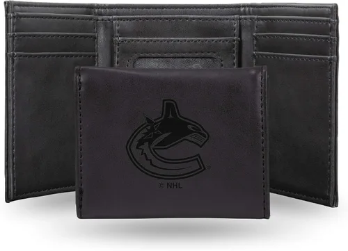 Vista 56 de NHL Rico Industries - Billetera triple grabada con láser y tres pliegues, accesorio para hombre Marrón