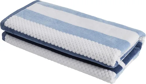 Vista 13 de Superior Toalla de playa de gran tamaño con textura de rayas, 100% algodón, 550 GSM, suave, afelpado y altamente absorbente (juego de 2)