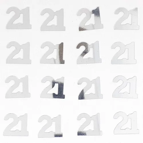 Vista 3 de Confeti número 21 plata – 2 bolsas de media onza (1 oz) #7219 Q01