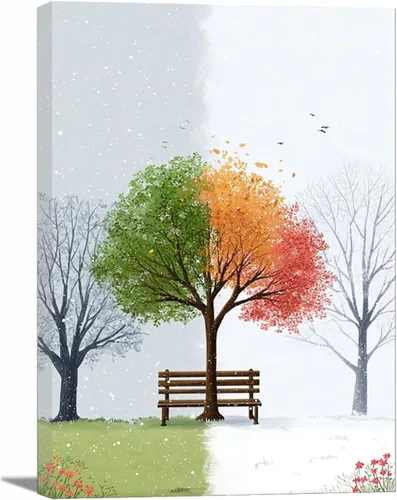 VOCBAN Tree of Life Wall Art The Picture Artwork Canvas Prints Tree Pictures Poster Retro Artwork for Bedroom Living Room Home Decoration(green